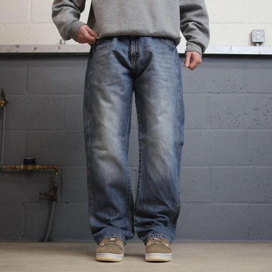Y2K Wrangler jeans blue Slim straight leg denim skate style workwear pants