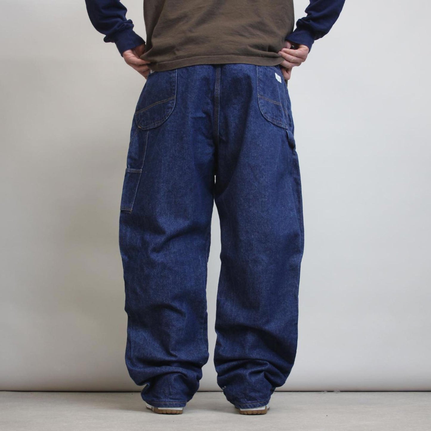 Mens UniFirst baggy carpenter jeans W46L32 wide leg thick denim work pants