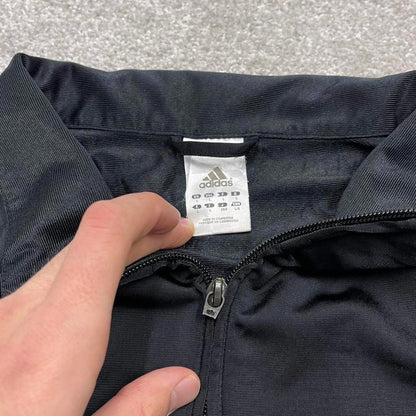 Vintage Adidas track jacket black Large men's y2k 00s style black funky sports tracksuit