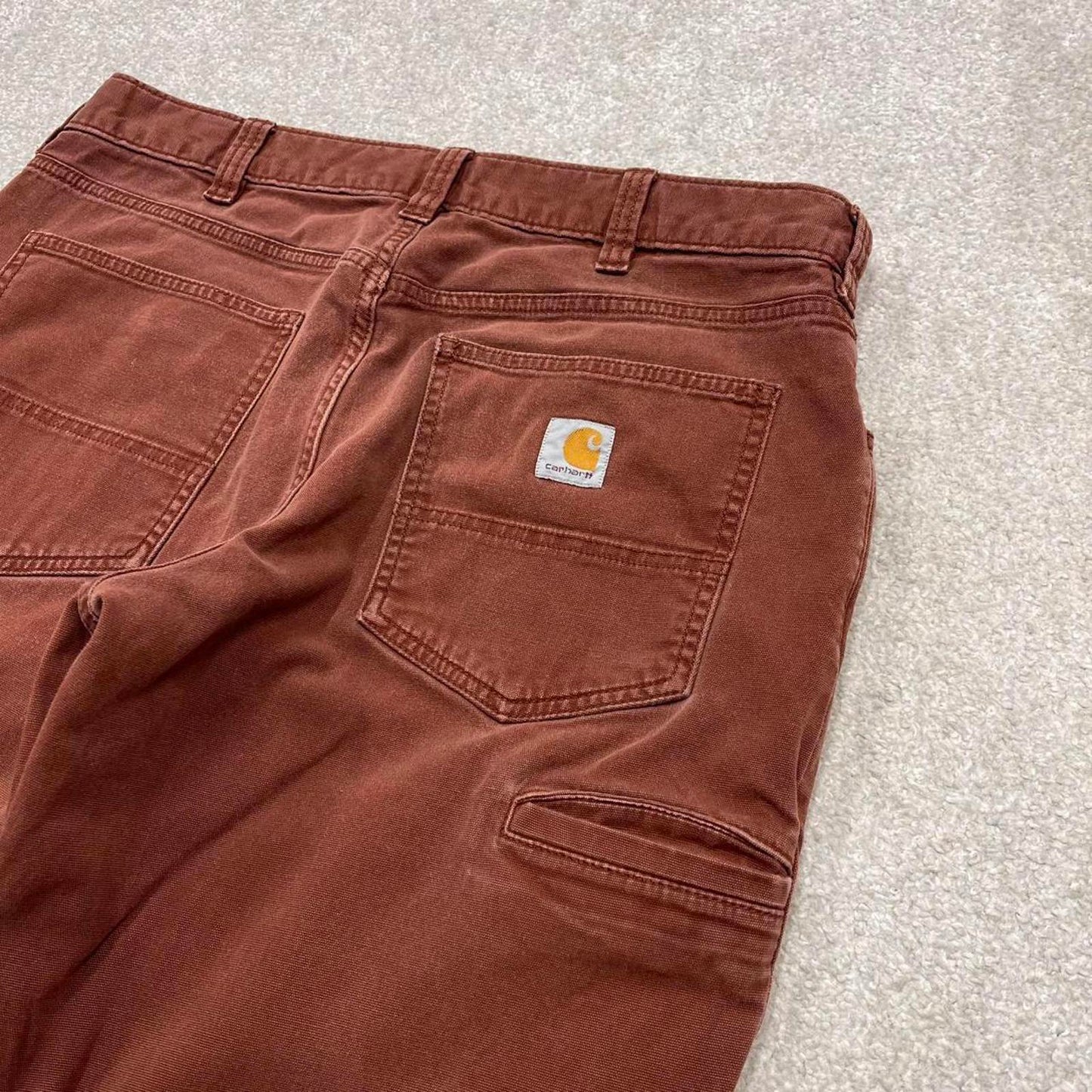 Carhartt carpenter jeans Y2K brick red loose relaxed fit skate style cargo work pants