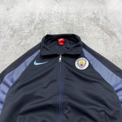 Nike Man City track jacket Medium men's y2k 00s style blue funky sports tracksuit