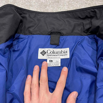 00s Columbia technical windbreaker jacket L women's y2k style navy hooded adjustable autumn
