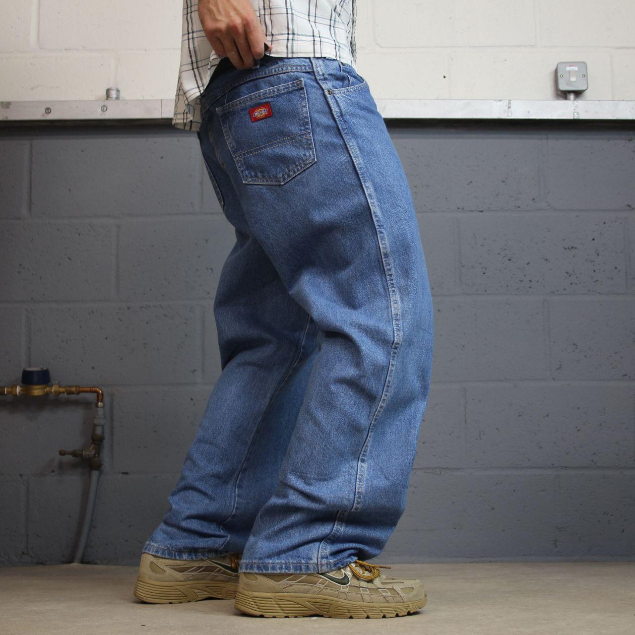 Dickies jeans loose straight denim y2k W38L30 blue Loose thick 100% cotton workwear skate pants
