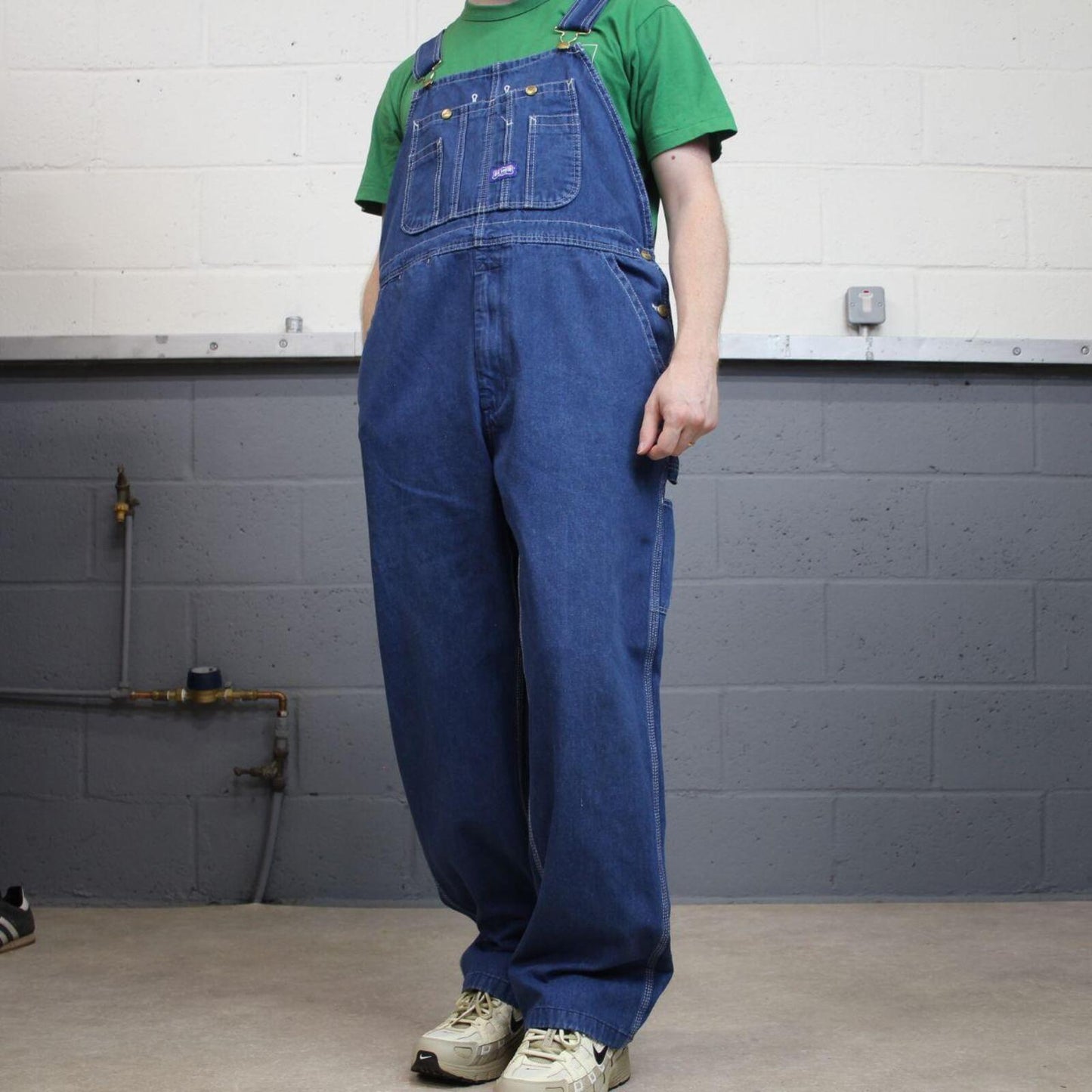 Vintage baggy Dungarees denim overalls blue Big Smith workwear bib & brace utility
