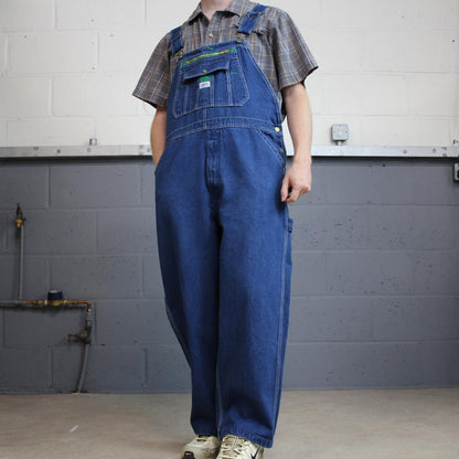 Vintage liberty dungarees 00s denim overalls blue loose leg festival skater wear