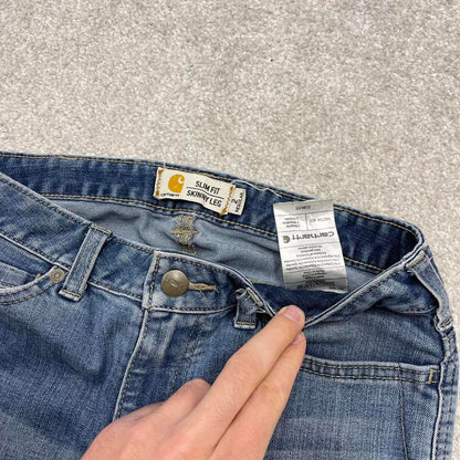 Y2k Carhartt skinny jeans blue size 2 women's 90s style 5 pocket pants workwear