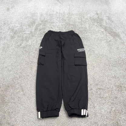 Y2k Adidas tracksuit bottoms XS 00s style black sportswear joggers cargo track pants trackies