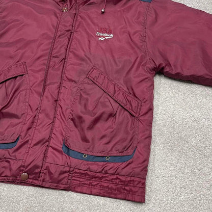 Vintage y2k technical windbreaker jacket burgundy Boxy embroidered bomber jacket with detailing
