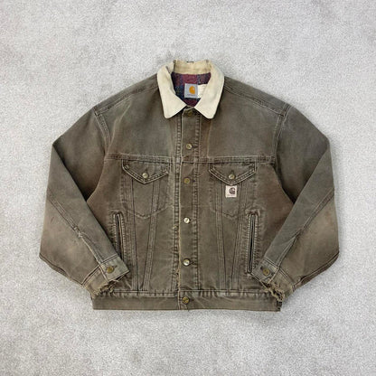 Vintage brown Carhartt Trucker bomber jacket M Detroit cropped