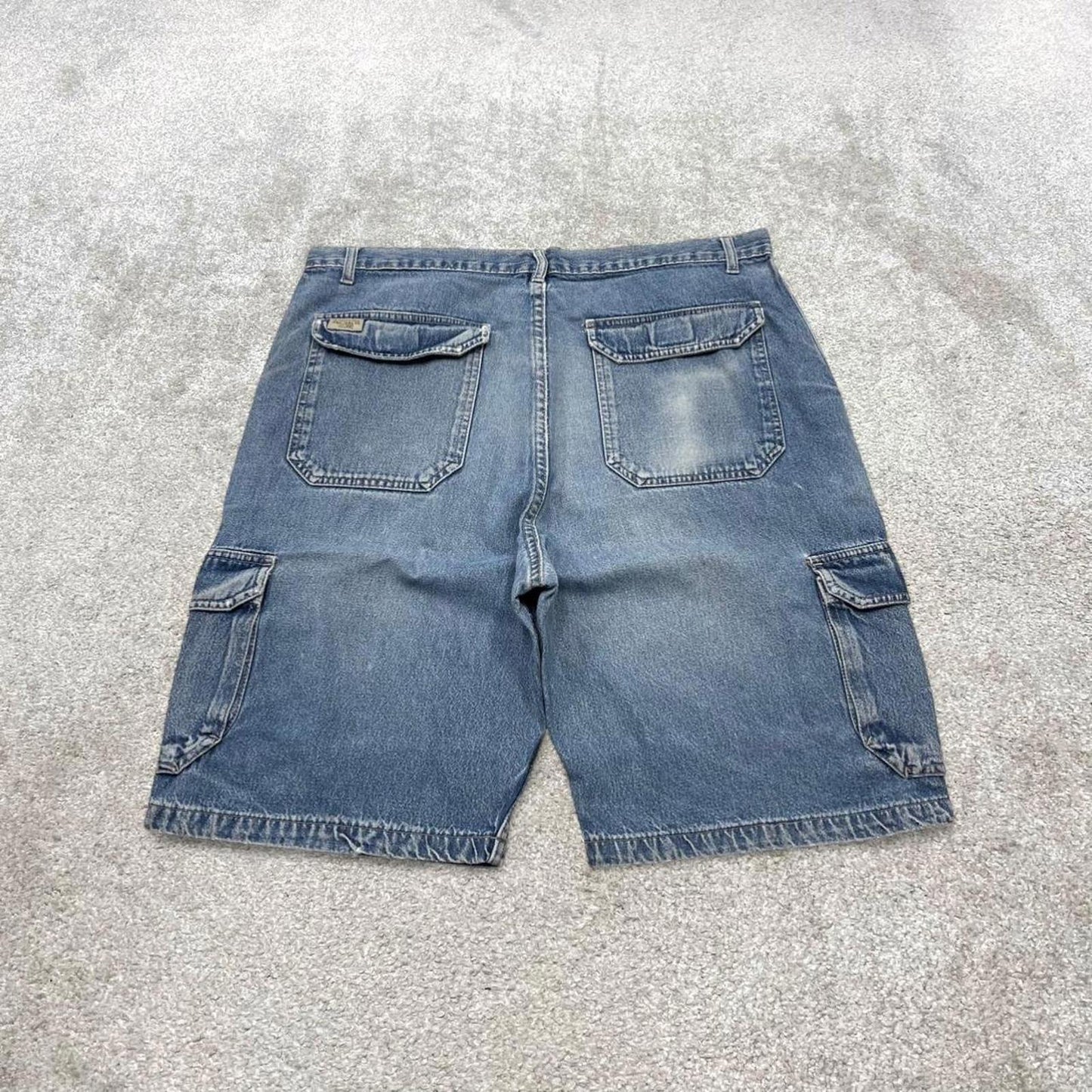 Y2k baggy Wrangler denim cargo shorts loose fit blue Wide leg summer holiday festival jorts