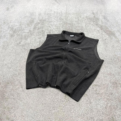 Grey Columbia technical fleece gilet XXL full zip up y2k style autumn