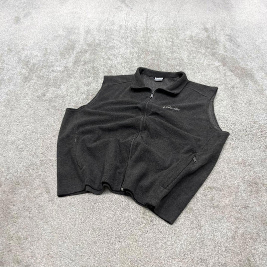 Grey Columbia technical fleece gilet XXL full zip up y2k style autumn