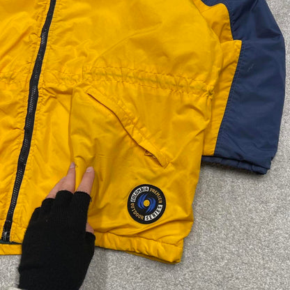 Y2K Columbia technical windbreaker jacket yellow navy Hooded two tone hiking tech coat