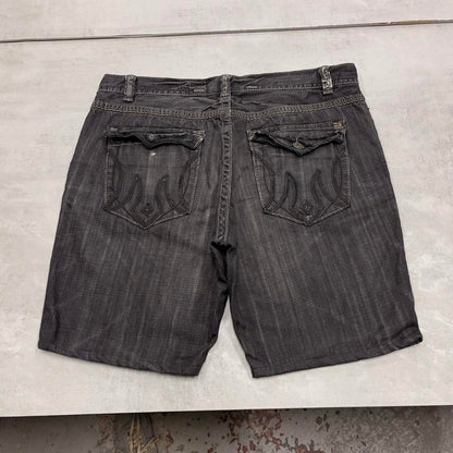 Black embroidered MEK DNM jorts W38
