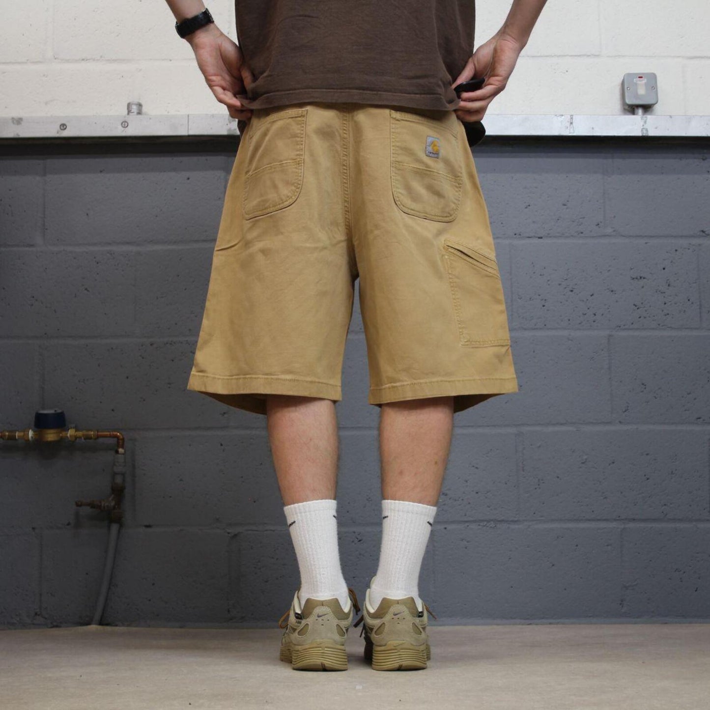 Carhartt carpenter shorts y2k skater tan Relaxed fit surf style cargo work shorts