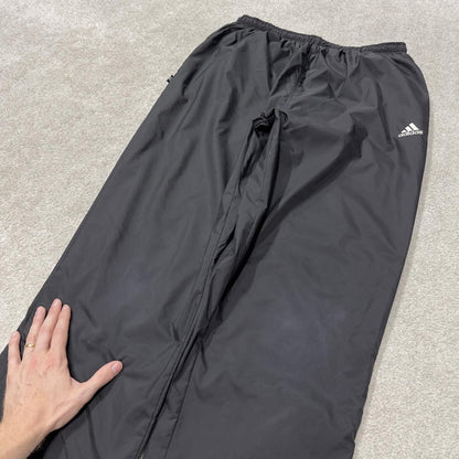 Y2K Adidas tracksuit bottoms loose black XL mesh lined embroidered logo track pants