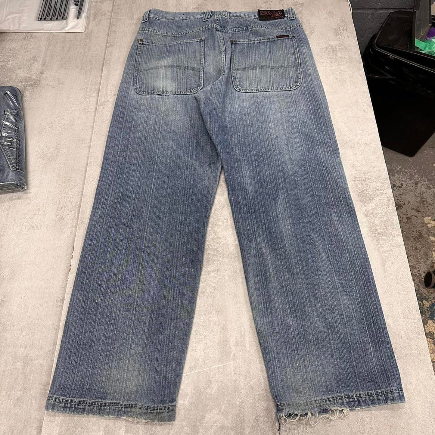 Blue Moda baggy skate jeans W36 L32 loose denim 90s style hip hop pants