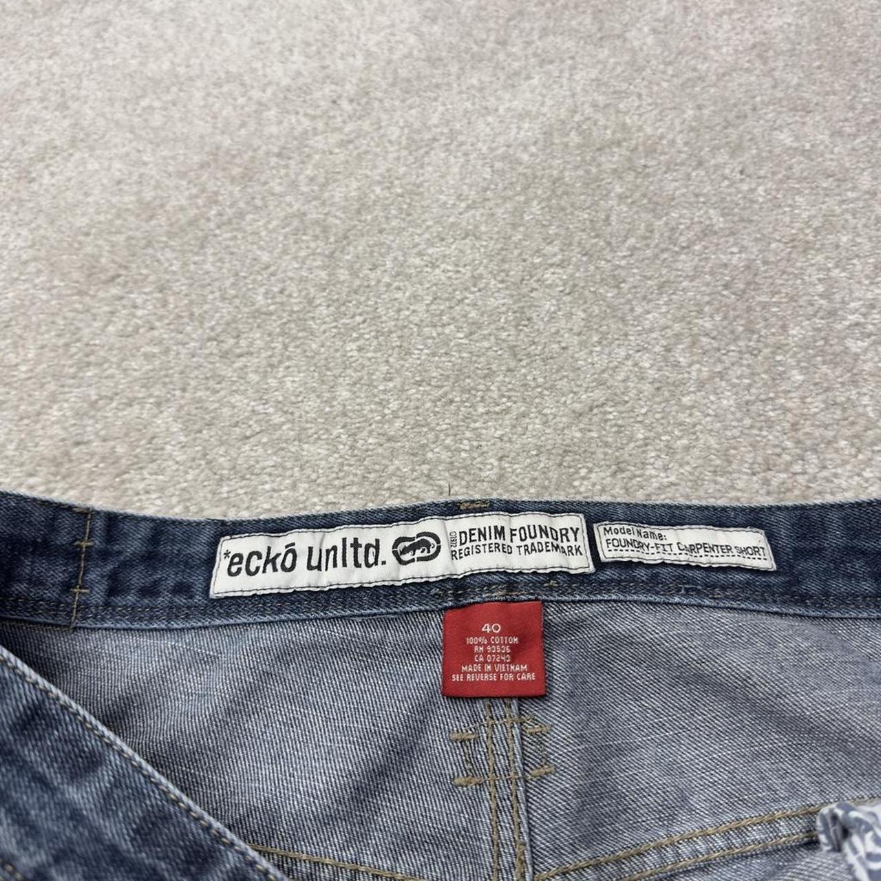 Ecko unltd extra baggy denim shorts blue Y2K carpenter embroidered cargo summer shorts