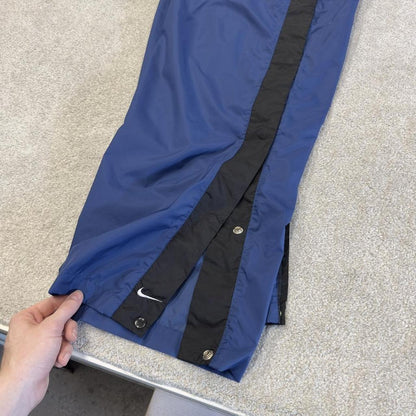 Y2K Nike baggy tracksuit bottoms wide leg navy Wide leg full popper leg swoosh logo track pants