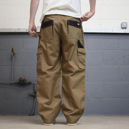 Baggy Dickies cargo trousers W36L30 khaki loose skater style cargo pants utility pockets