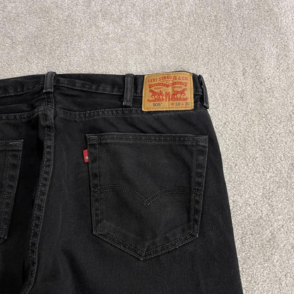 Levi's 505 straight fit jeans y2k black Regular straight leg denim pants red tab logo