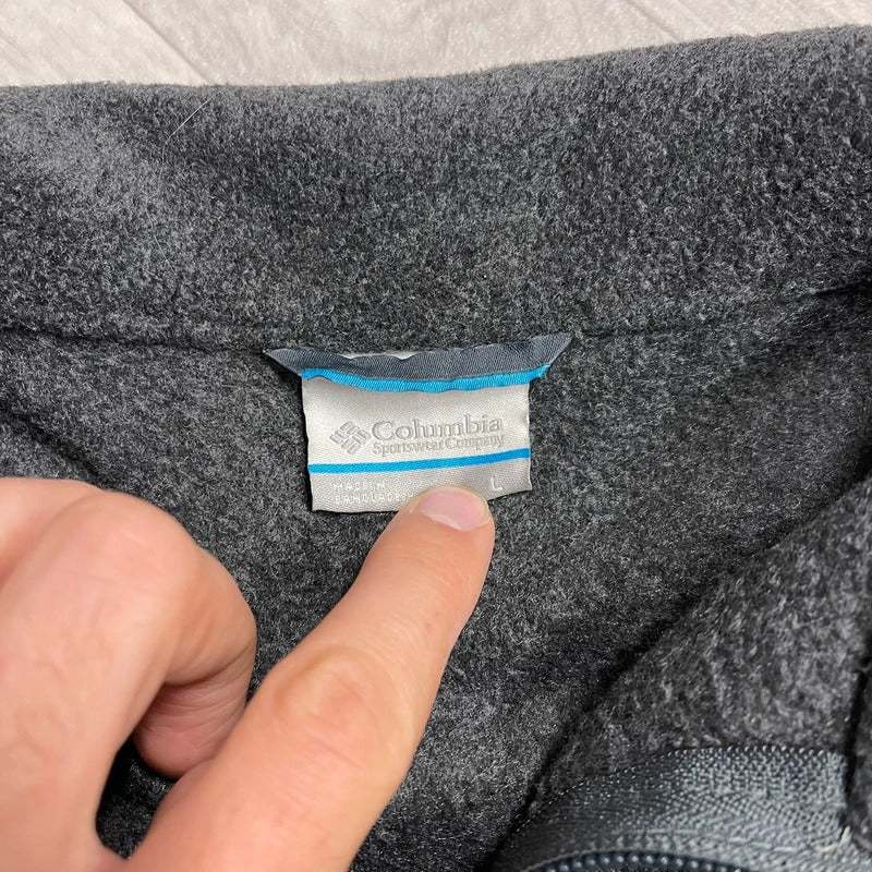 Y2K Columbia technical fleece L men’s grey full zip up autumn adjustable waist