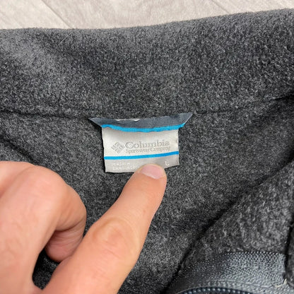 Y2K Columbia technical fleece L men’s grey full zip up autumn adjustable waist