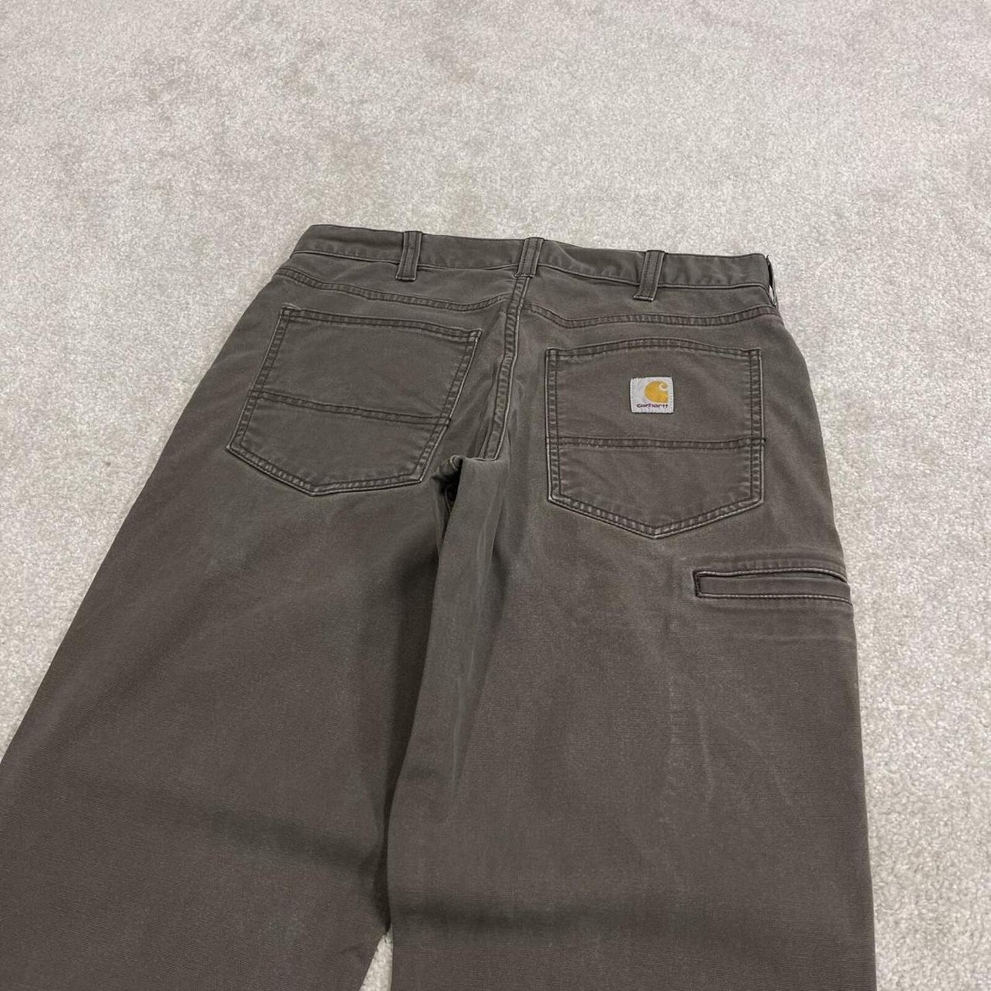 Carhartt cargo jeans canvas work pants grey Relaxed fit workwear utility pants patch logo
