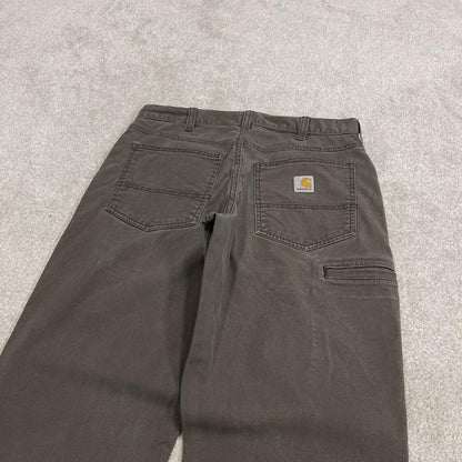 Carhartt cargo jeans canvas work pants grey Relaxed fit workwear utility pants patch logo