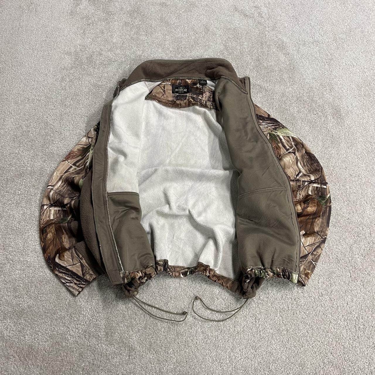 Realtree camo windbreaker fleece jacket brown Full zip y2k adjustable technical camouflage coat