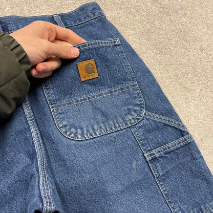 Y2K baggy Carhartt carpenter jeans blue Loose wide leg denim skate style workwear cargo pants