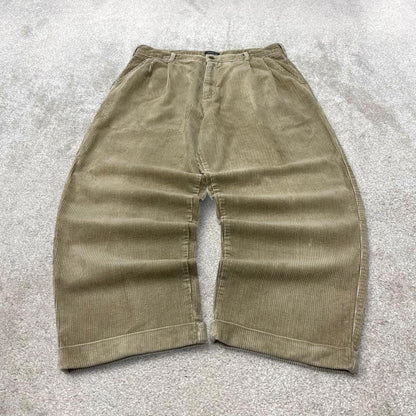 Baggy pleated Croft & Barrow corduroy pants W36L28 beige wide wale jumbo cord trousers 90s skater
