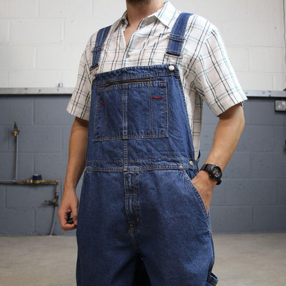 Denim baggy dungarees wide leg y2k blue Faded Glory workwear bib & brace overalls utility