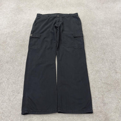 Wrangler flannel lined cargo pants y2k black Loose leg 2000s style skater work pants