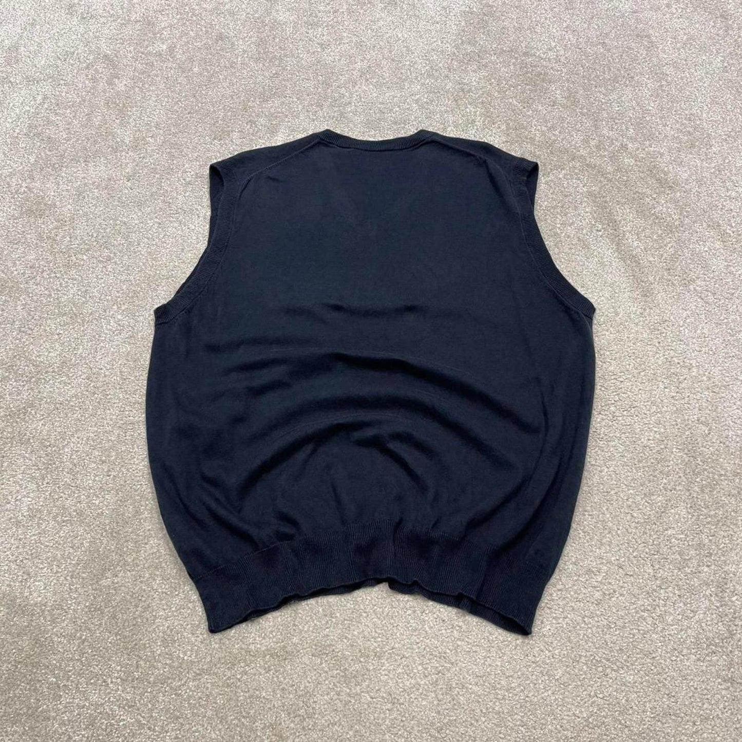 CHAPS knit sweater vest XL men's navy knitted V neck pull over y2k 00s style