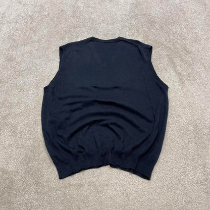CHAPS knit sweater vest XL men's navy knitted V neck pull over y2k 00s style