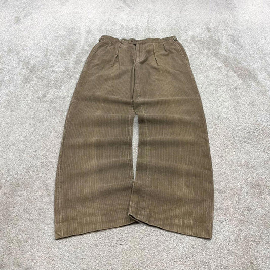 Vintage loose jumbo corduroy pants brown Alan Flusser wide wale chunky cord trousers