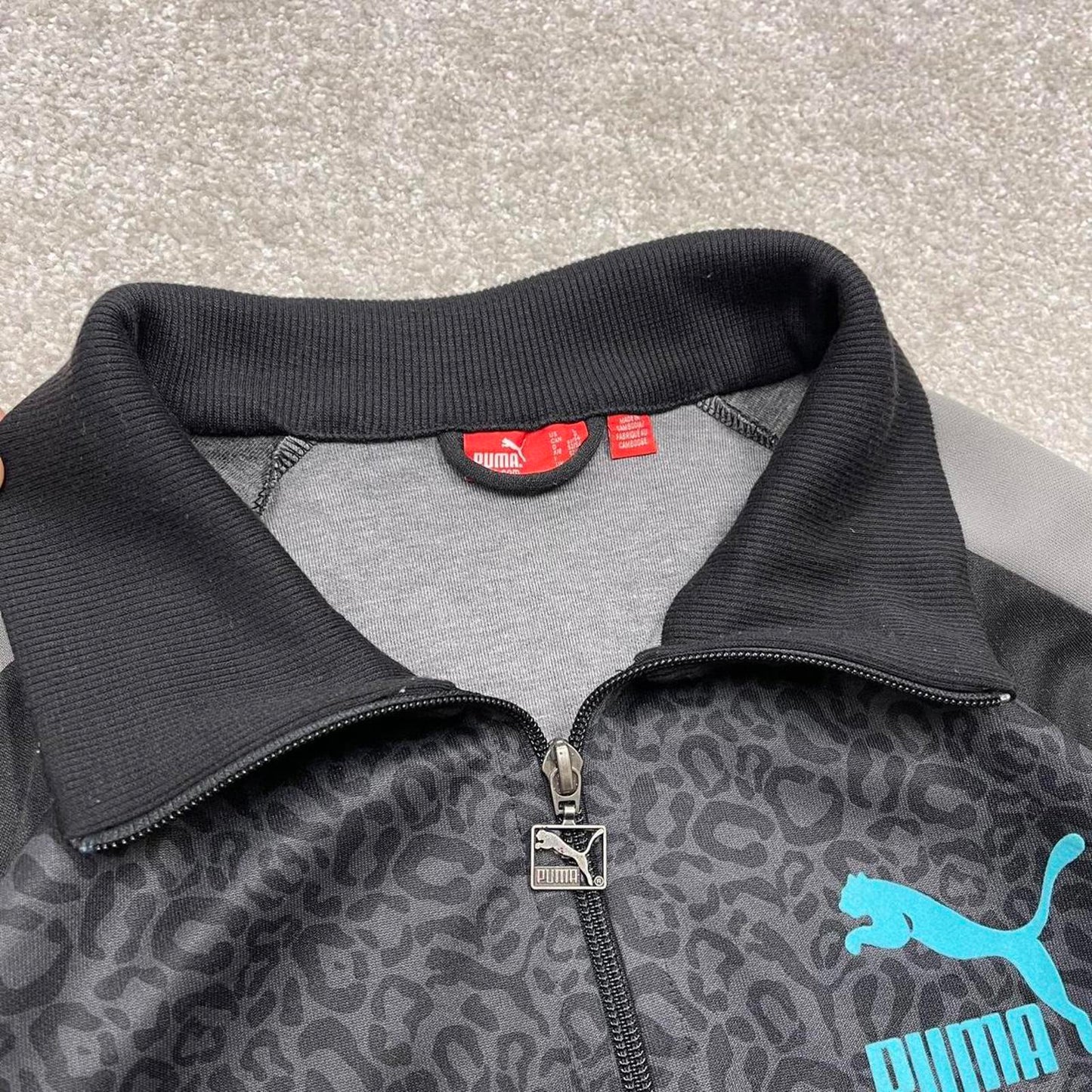 Y2k 00s Puma track jacket L men's grey black sports full zip track suit top sporty