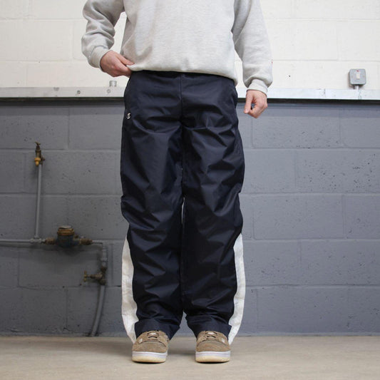 Navy Champion trackies Small loose y2k floaty leg joggers embroidered logo