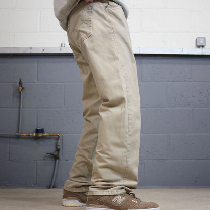 Levis 505 jeans straight leg W36L32 beige loose y2k style pants red tab logo
