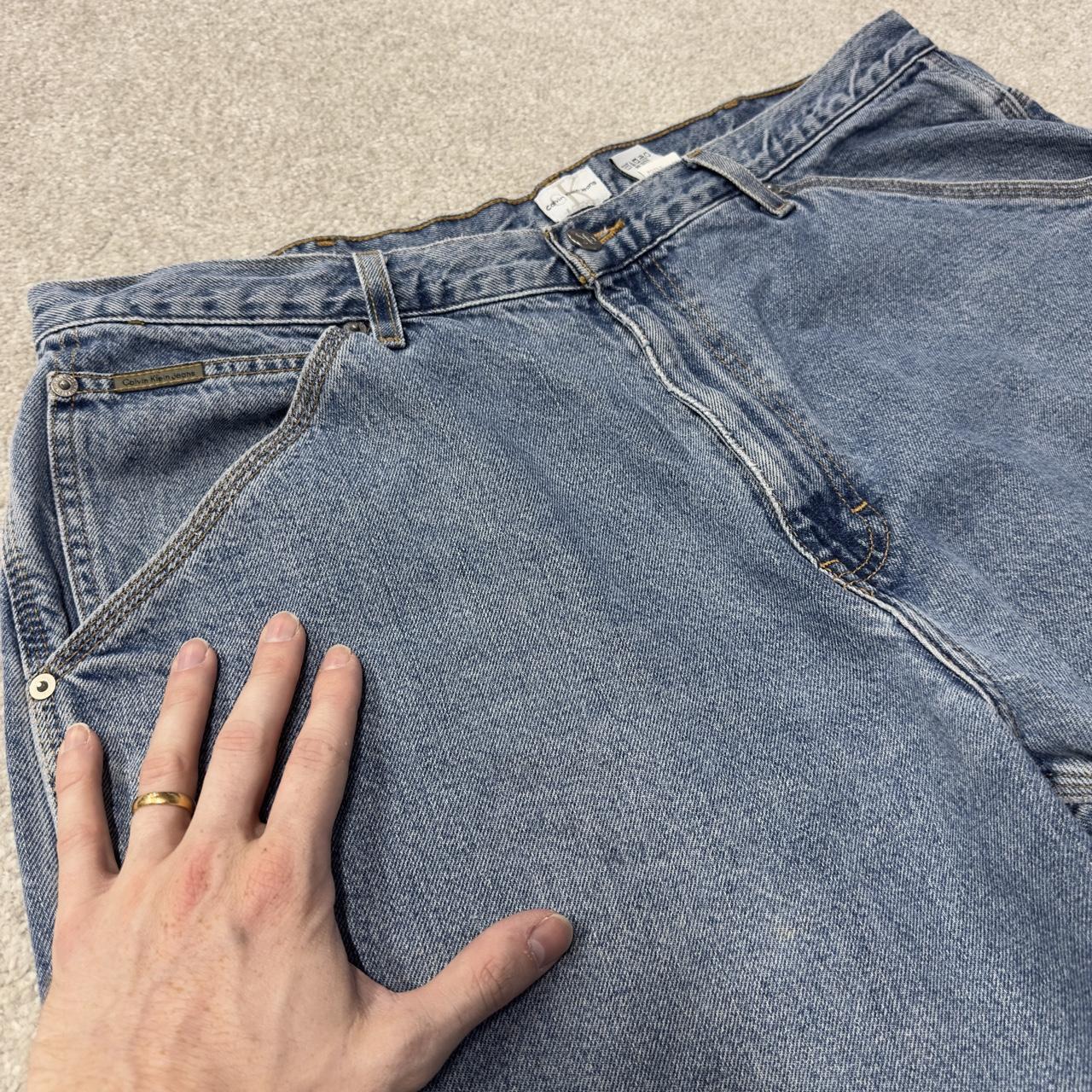 Calvin Klein baggy denim carpenter jeans y2k W38L30 blue Wide leg workwear skater style cargos
