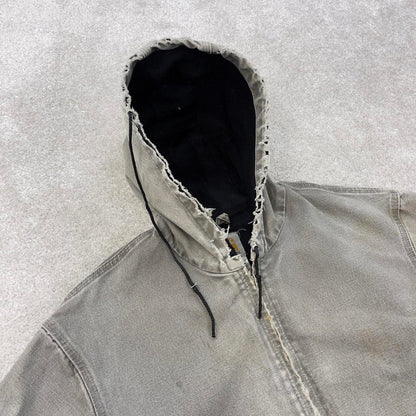 Vintage Carhartt hooded active jacket XL stone canvas 90s style skater