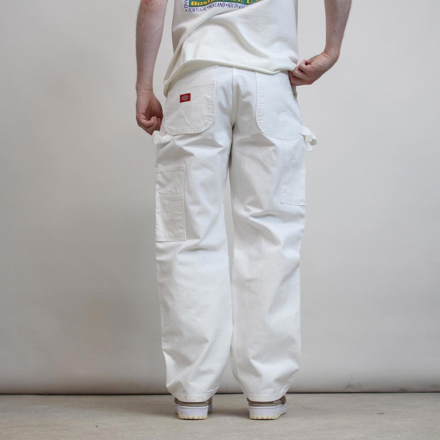 Mens Dickies carpenter pants W34 L30 white loose painter worker cargos
