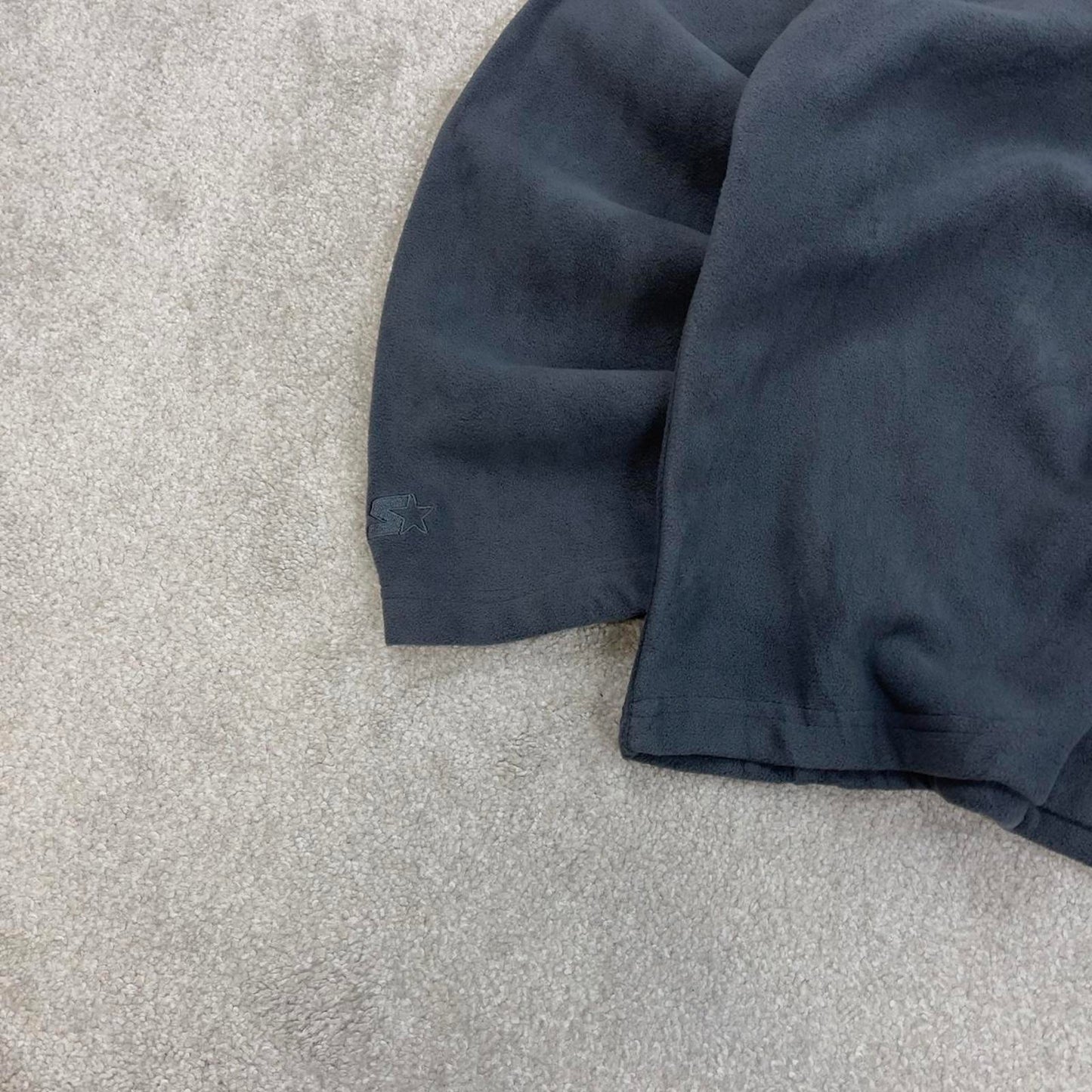Y2K Starter technical fleece XL grey full zip embroidered logo pockets autumn