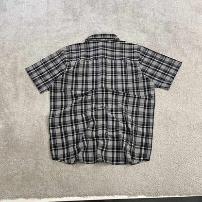 Columbia checkered shirt short sleeve y2k grey Festival surfer style button down summer shirt