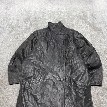 Vintage long genuine leather trench coat black Wilsons full length Thinsulate jacket Korean made