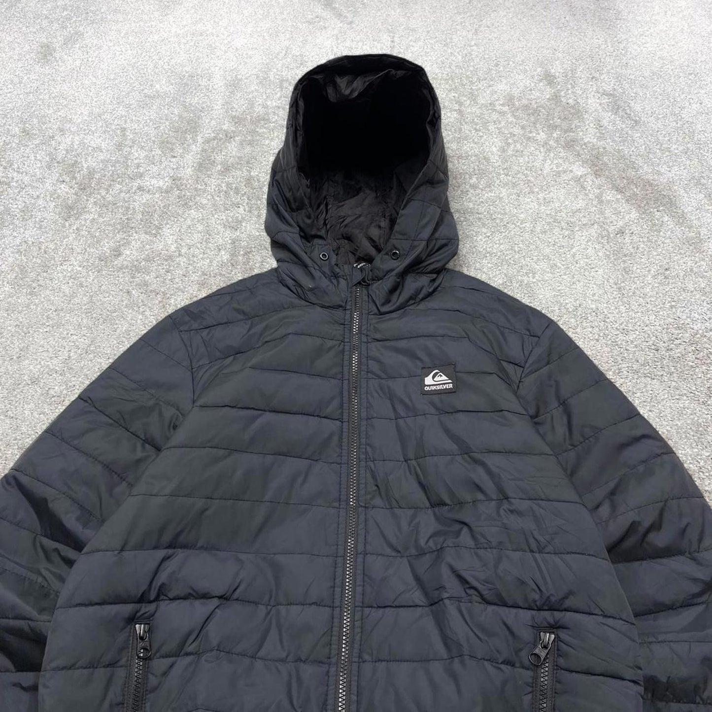 00s Quiksilver technical padded jacket M men's black y2k style hooded winter coat