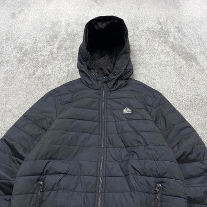 00s Quiksilver technical padded jacket M men's black y2k style hooded winter coat