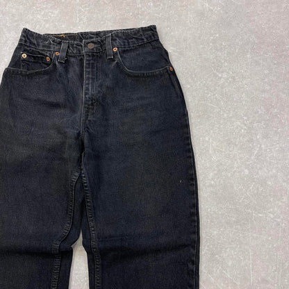 Black Levi's 550 jeans W26L32 size 7 Long women's denim pants 5 pocket casual autumn wear
