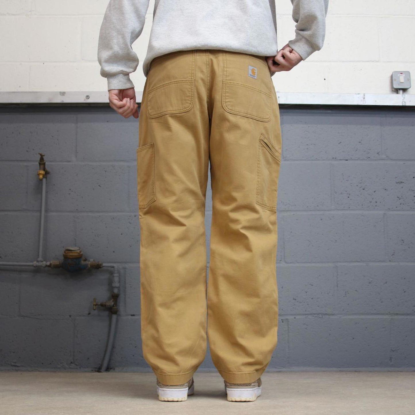 Mens Carhartt double knee carpenter pants W35 L30 tan relaxed 90s style cargos